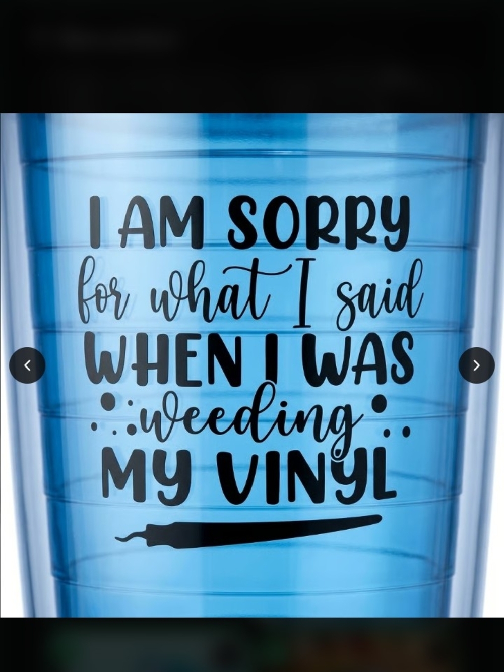 Blue Vinyl Craft Tumbler - I Am Sorry Design